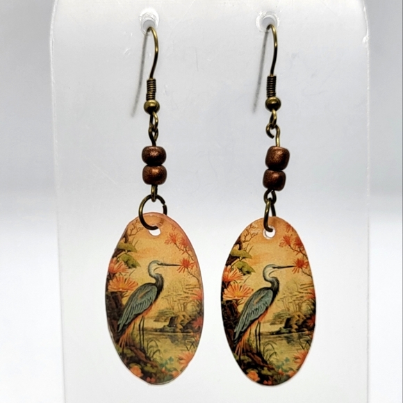 Heron earrings, Shore Bird earrings, Sandfill Crane earrings - Picture 1 of 2